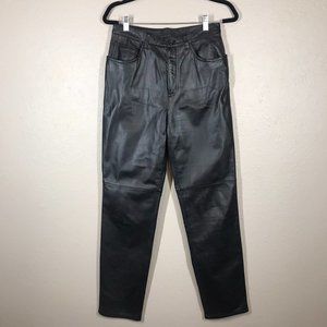 Vintage Jones New York Sport Black 100% Genuine Leather Pants